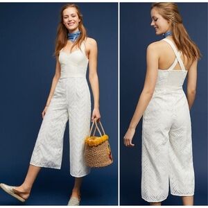 ett:twa by Anthropologie Alice White Eyelet Sleeveless Tank Jumpsuit Size 10